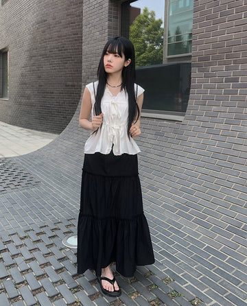 Vito Tiered Long Banding Skirt